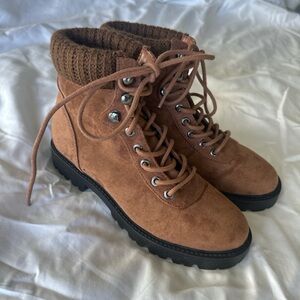 Forever 21 Brown Lace-Up Ankle Boots
